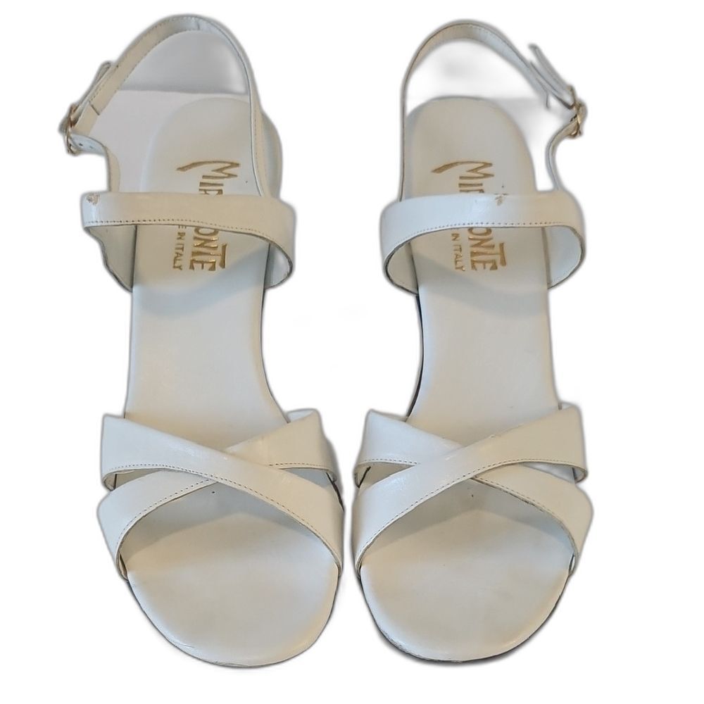 Miramontes White Leather Crisscross Sandals with Ankle Strap - Picture 4 of 10